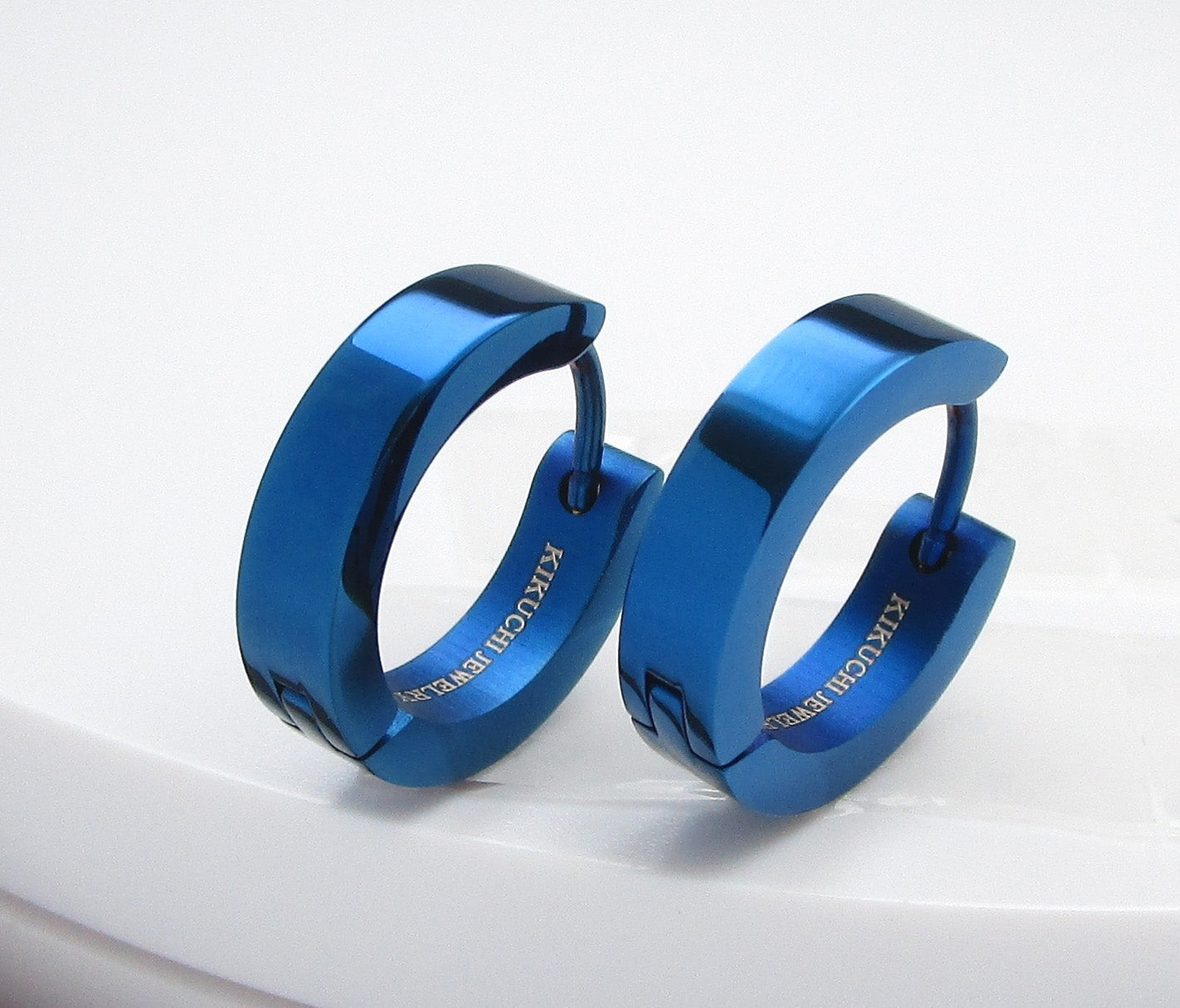 🔶 Ø 16 mm Titan Stab 18g Ohrringe Gold Blau Bronze Braun Hochglänzend Edelstahl Hoop Klapp Creolen Kantig Ohrclicker ERTS009