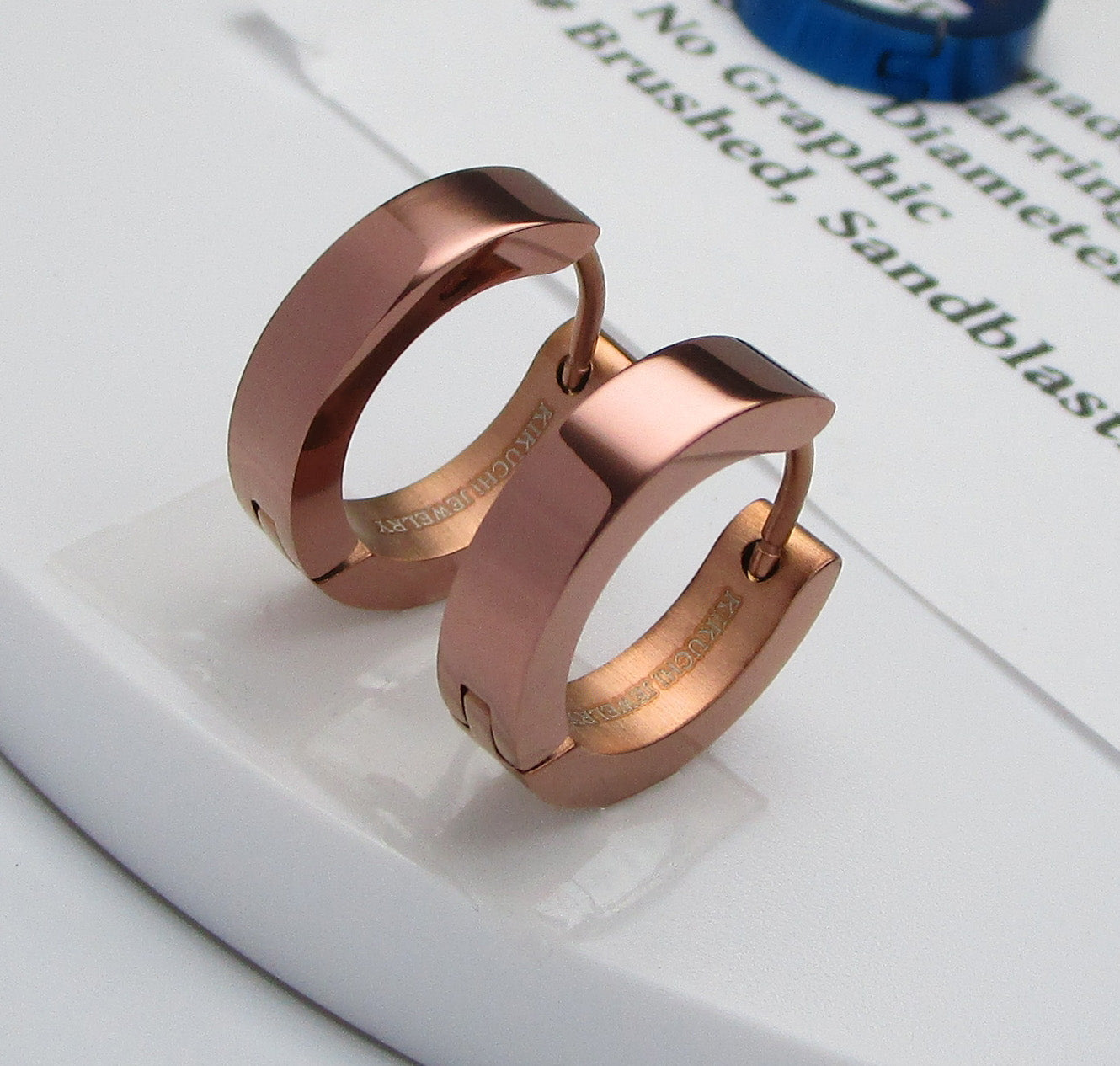 🔶 Ø 16 mm Titan Stab 18g Ohrringe Gold Blau Bronze Braun Hochglänzend Edelstahl Hoop Klapp Creolen Kantig Ohrclicker ERTS009