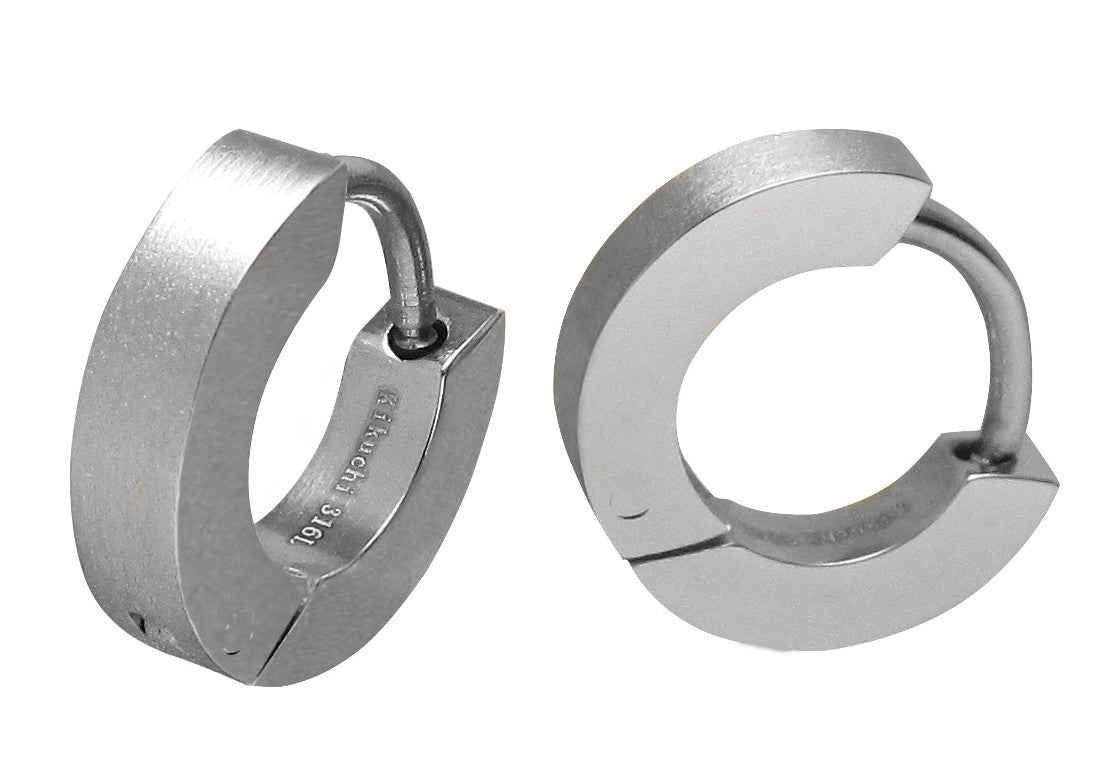 Men's earrings titanium rods stainless steel hoop huggies straight 3 mm / Ø 15 mm black blue silver matt ERTS023