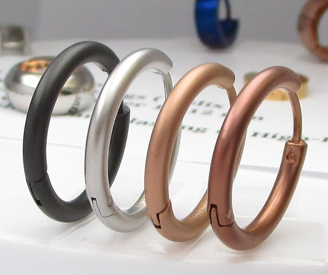 Ø 20 mm / 2,5 mm Ohrringe Titan Verschluss Edelstahl Creolen Groß Slim Tube Matt Hochglänzend Silber Gold Schwarz