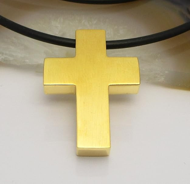 ✨ Cross Necklace Strong Cross Pendant Black Silver Gold 2-in-1 Design with Leather Chain