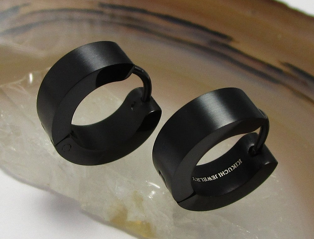 ✨Ø 13mm / 5mm stainless steel earrings with titanium bar hoop huggies angular straight silver black blue bronze matte &  high gloss ERTS028
