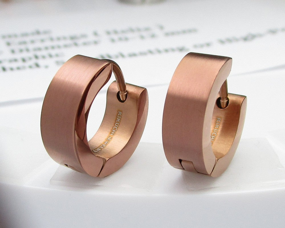 ✨Ø 13mm / 5mm stainless steel earrings with titanium bar hoop huggies angular straight silver black blue bronze matte &  high gloss ERTS028