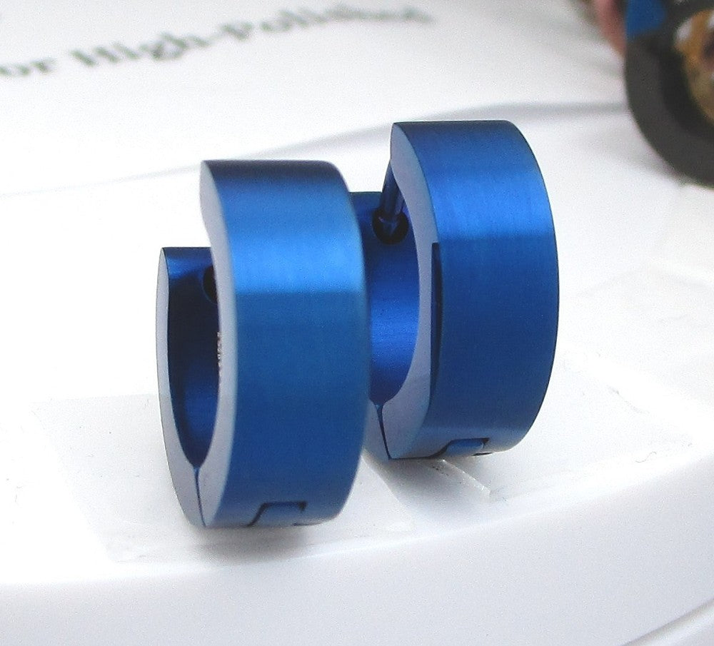 ✨Ø 13mm / 5mm stainless steel earrings with titanium bar hoop huggies angular straight silver black blue bronze matte &  high gloss ERTS028