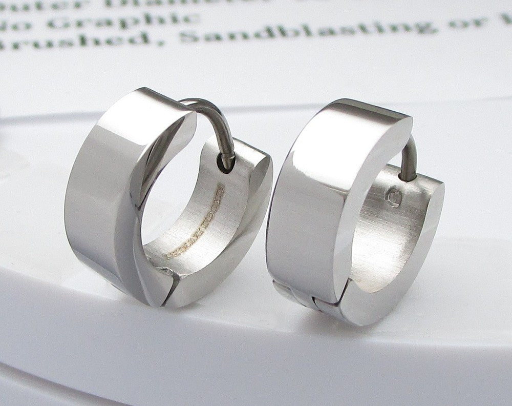 ✨Ø 13mm / 5mm stainless steel earrings with titanium bar hoop huggies angular straight silver black blue bronze matte &  high gloss ERTS028