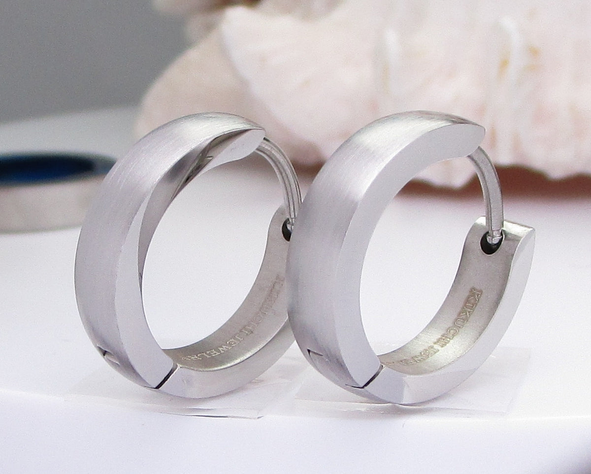 🎉 Stainless steel earrings rose gold gold silver Ø 16mm / 4mm bow hoop huggies polished  & brushed