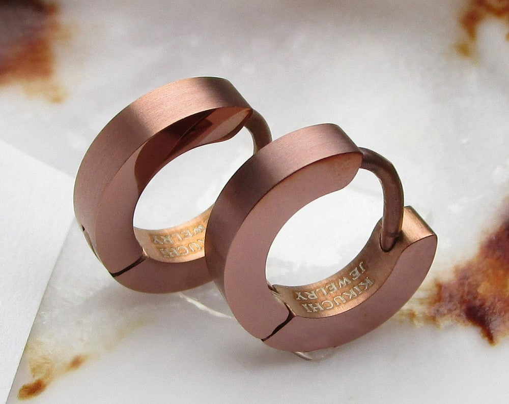 🔶 Titanium rod earrings stainless steel hoop Ø 12 mm hoop straight black blue brown gold silver matt ERTS022