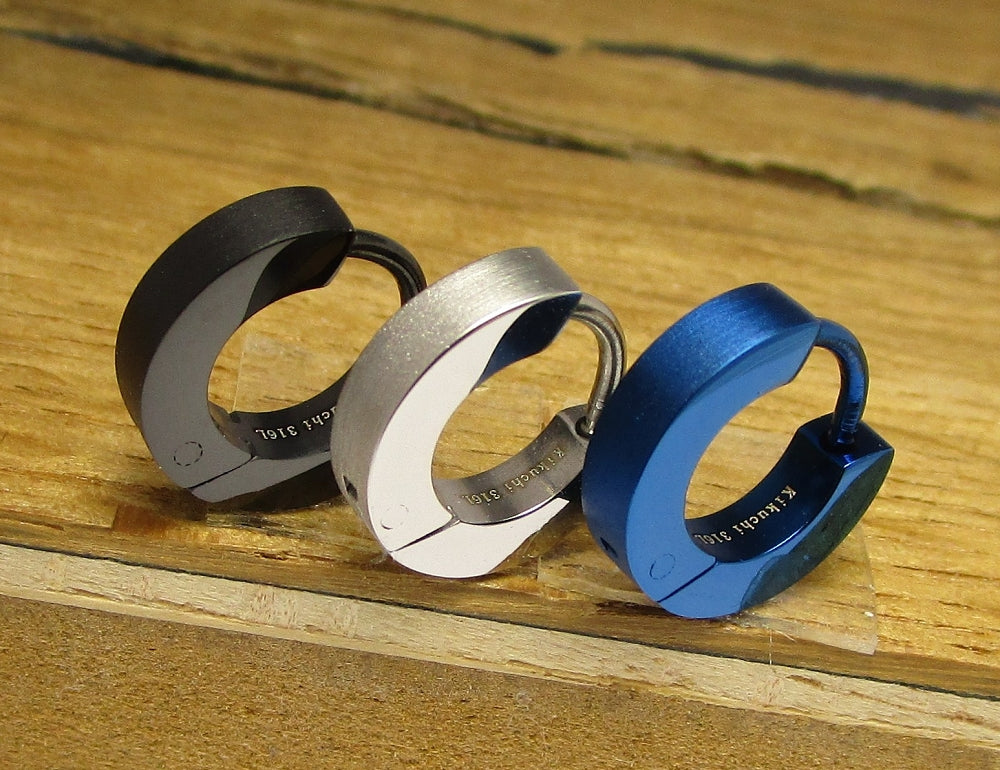 🔶 Titanium rod earrings stainless steel hoop Ø 12 mm hoop straight black blue brown gold silver matt ERTS022
