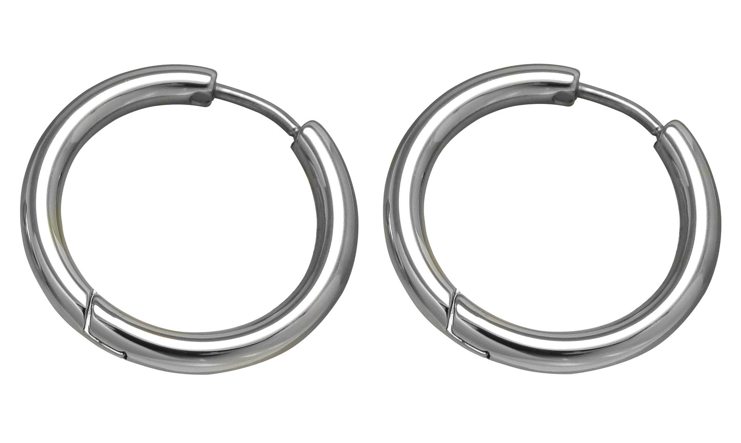 Ø 20 mm / 2,5 mm Ohrringe Titan Verschluss Edelstahl Creolen Groß Slim Tube Matt Hochglänzend Silber Gold Schwarz