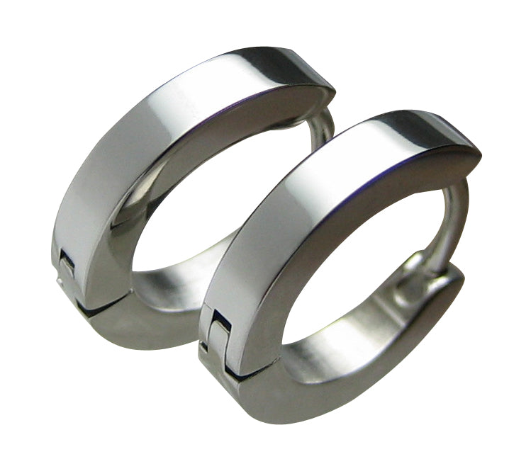 🎉 Stainless steel earrings small Ø 13.5 mm / 2.5 mm SLIM angular hoop huggies matt shiny 9 colors